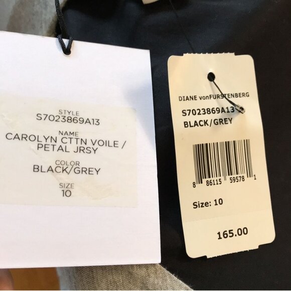 NWT $165 Diane von Furstenberg black and grey peplum top - Picture 5 of 7